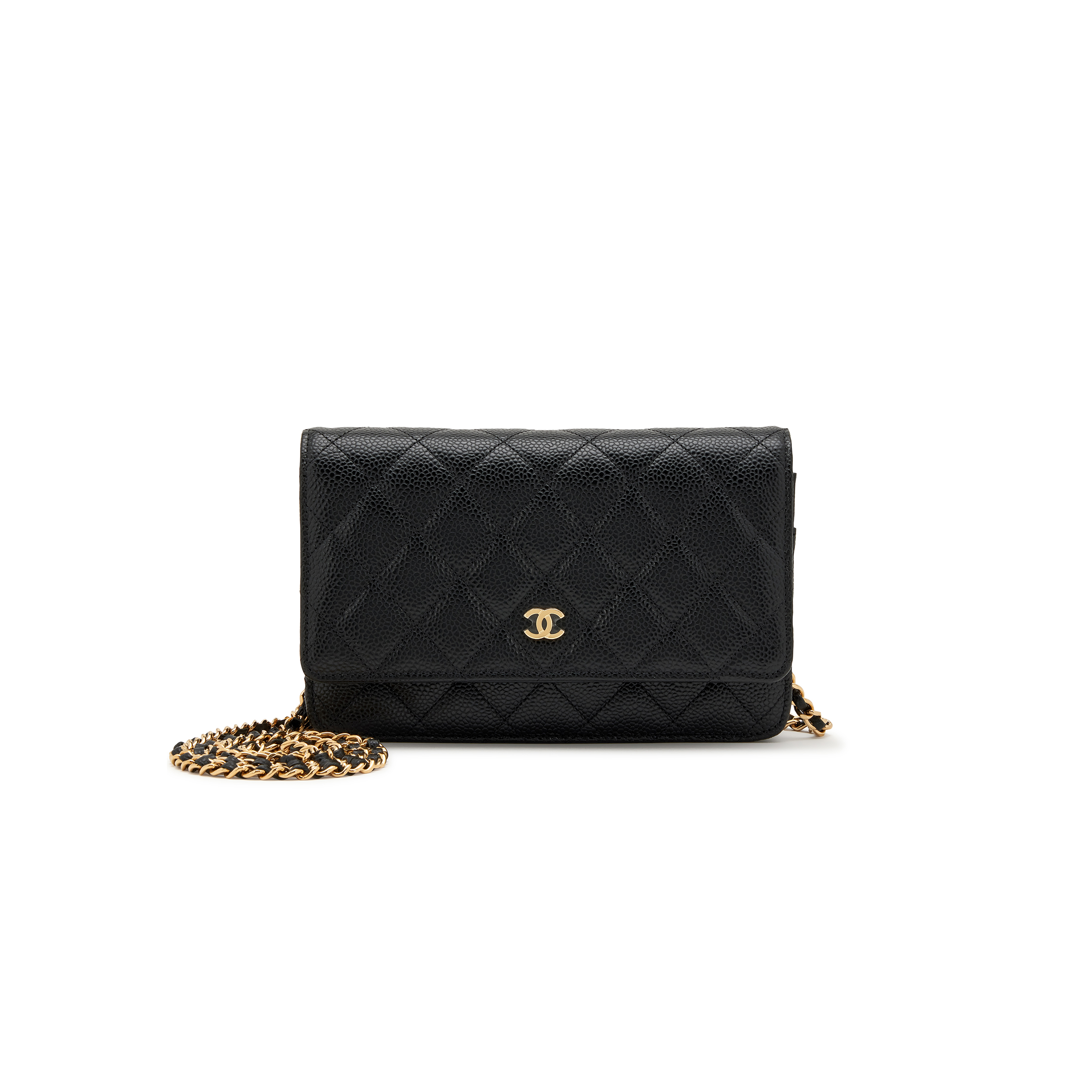 Ch*el quilted caviar wallet on chain woc black gold hardware a33814 (19.2*12.3*3cm)